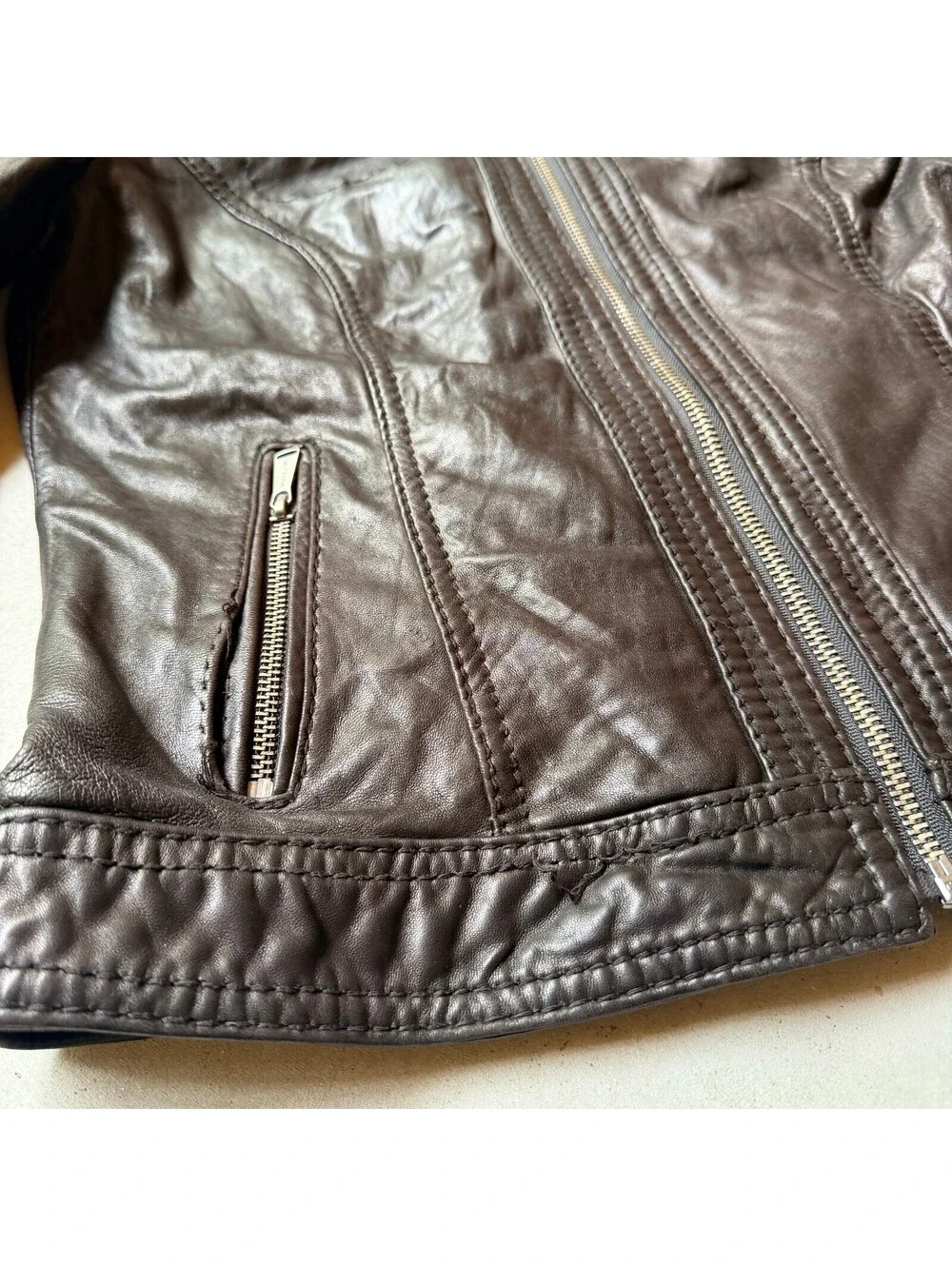 Michael Kors Women’s M Genuine Leather Moto Jacket Faux Sherpa Collar